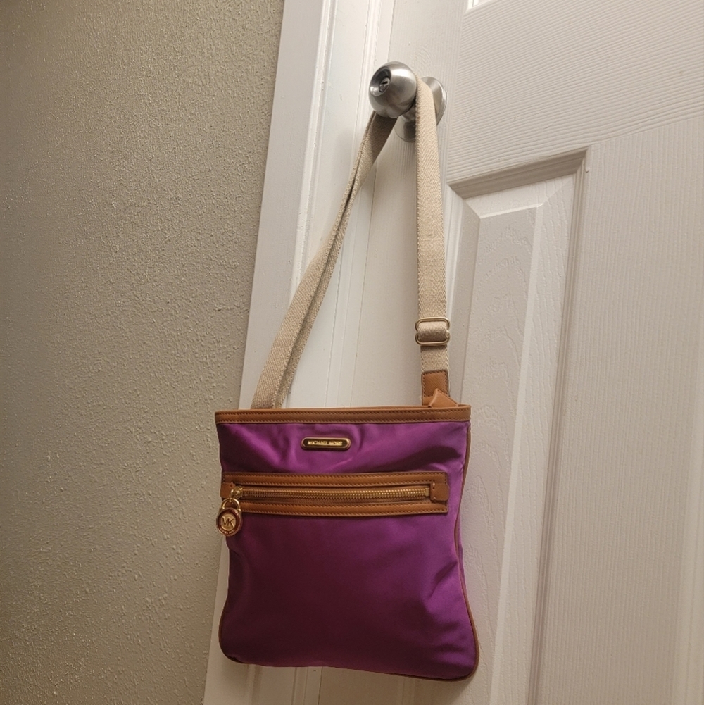 Michael Kors Kempton Burgundy/Tan Crossbody Shoulder Bag - Picture 6 of 16